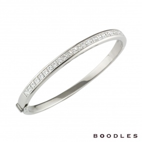 Boodles Princess Cut Diamond Set Bangle in Platinum 4.10ct